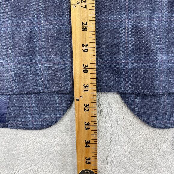 Pronto Uomo Platinum Blazer Jacket Mens 52R Blue Plaid Wool Single Breasted - Picture 12 of 16
